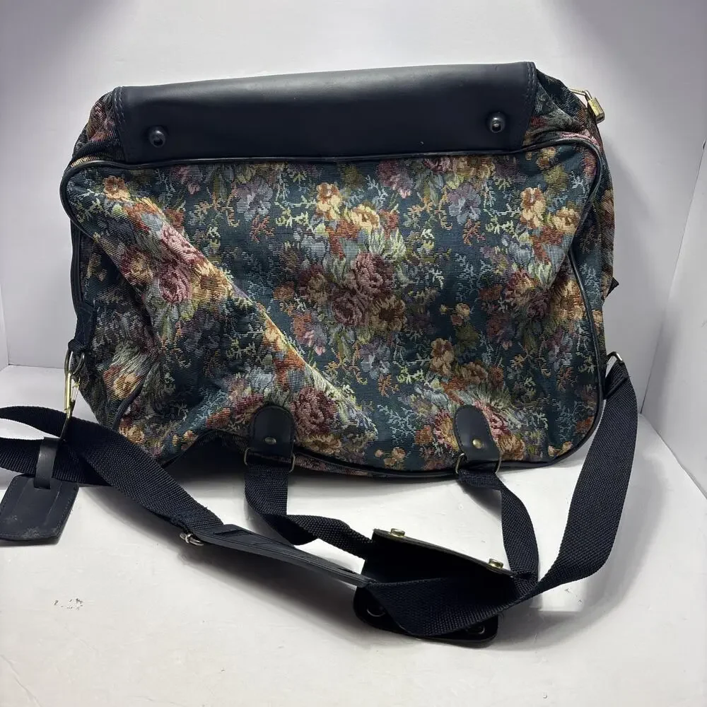 Vintage Jaguar Tapestry Weekender Travel Bag & Tote Purse Set JCPenney Floral